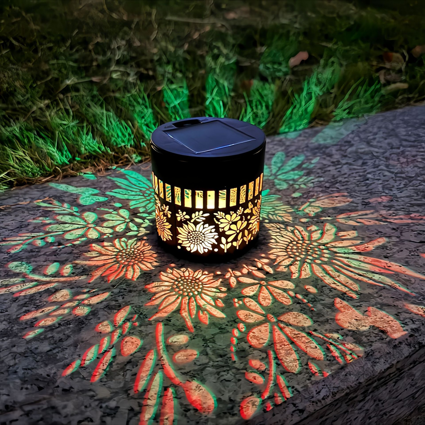 𝑺V𝑶ZK® Solar Mandala Wall Light Outdoor Garden Fence Projector Lamp Patio Ambient Decor