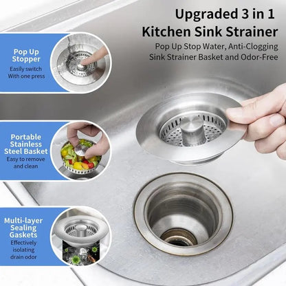 🔥IEY® 3 in 1 Kitchen Sink Drain Strainer Kitchen Gadgets🔥