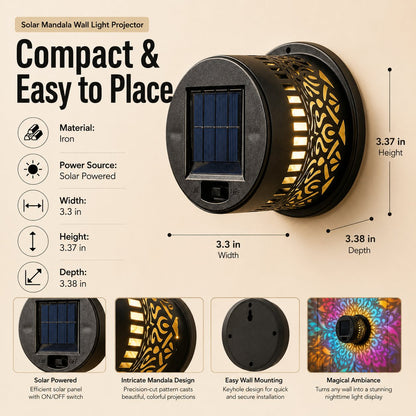 𝑺V𝑶ZK® Solar Mandala Wall Light Outdoor Garden Fence Projector Lamp Patio Ambient Decor
