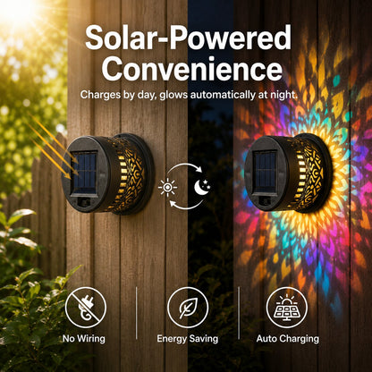 𝑺V𝑶ZK® Solar Mandala Wall Light Outdoor Garden Fence Projector Lamp Patio Ambient Decor
