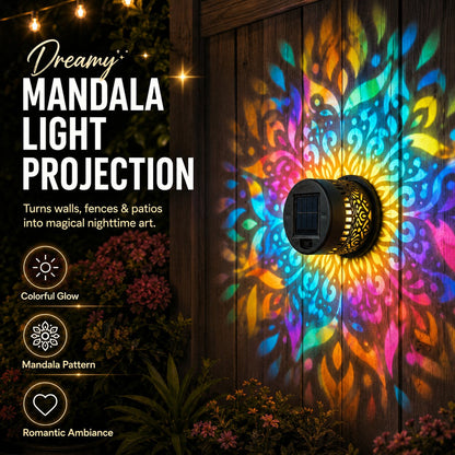𝑺V𝑶ZK® Solar Mandala Wall Light Outdoor Garden Fence Projector Lamp Patio Ambient Decor