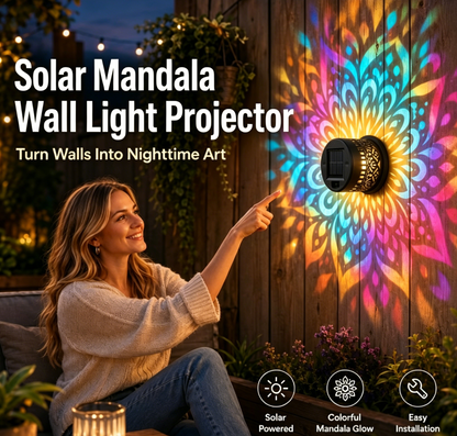 𝑺V𝑶ZK® Solar Mandala Wall Light Outdoor Garden Fence Projector Lamp Patio Ambient Decor