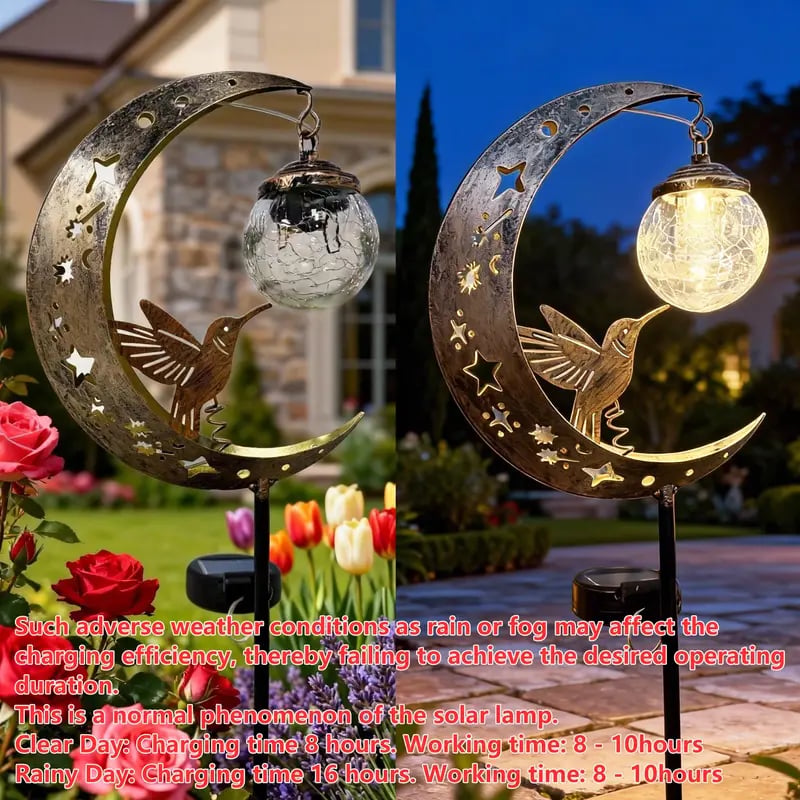 🌙✨𝑺V𝑶ZK® Hummingbird Moon Solar Garden Stake Light