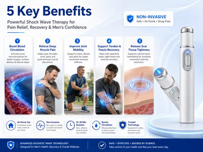🔥💪Mresio® Advanced Acoustic Shockwave Therapy restores penile tissue health to enhance rise rigidity, stamina, and male performance confidence, relieving muscle pain, joint stiffness, tendon discomfort