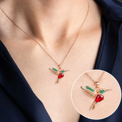 🍀 Last Day: 60% OFF!! | CZTICLE® 🦜2026 Brand-New Upgrade 💥 Exquisite Red Agate Hummingbird Necklace  with Bonus Earrings
