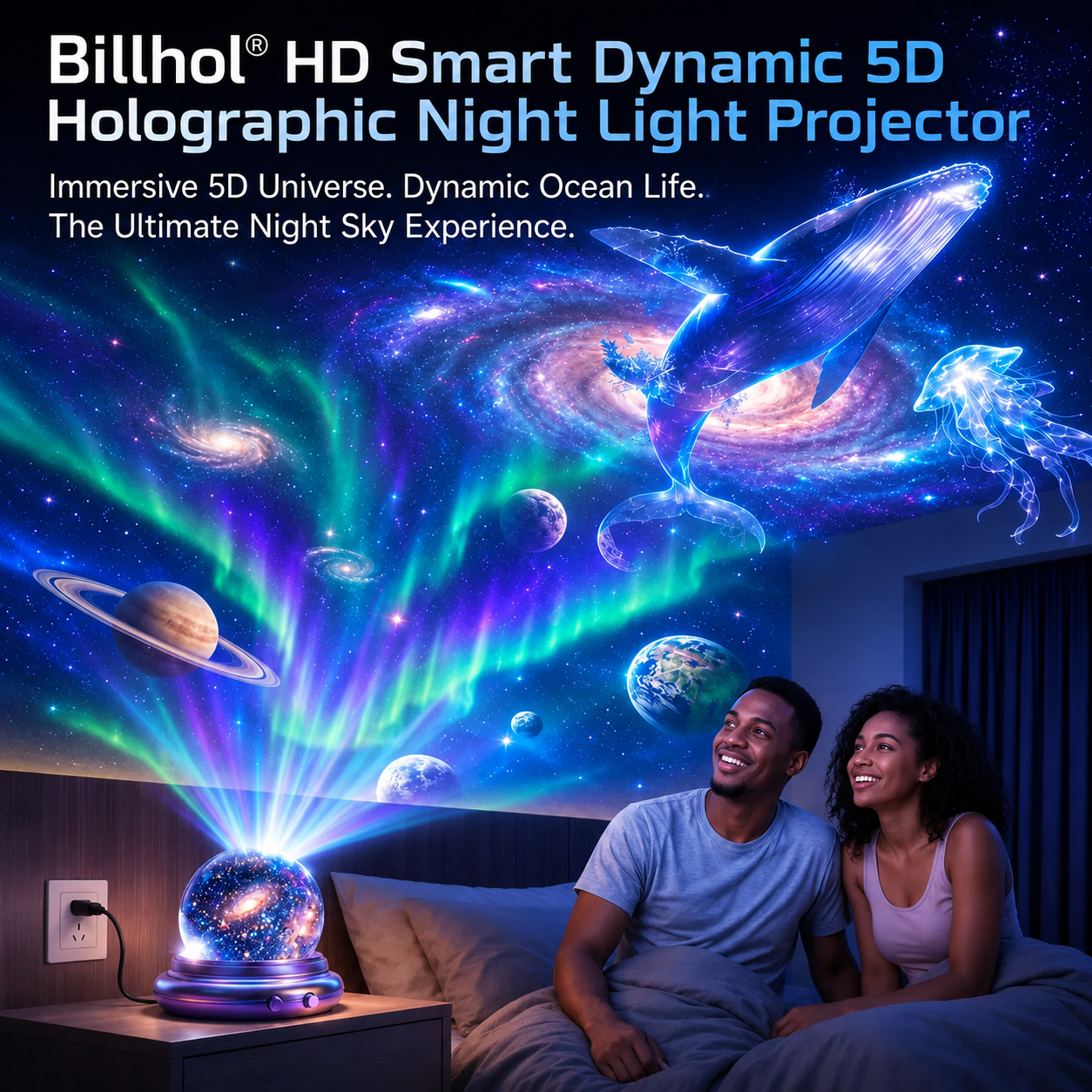 Billhol® Smart Dynamic 5D Galaxy & Ocean Atmosphere Projector Night Light™