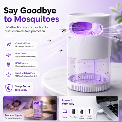 🔥 𝑺V𝑶ZK®Quiet UV Mosquito Trap – Chemical-Free & Safe for Kids & Pets🦟