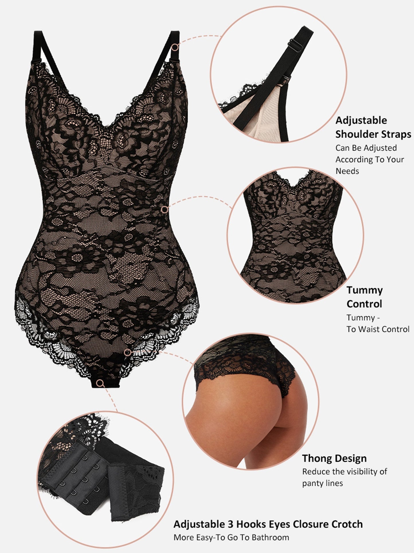 🏆LUCKYSONG® Lace Tummy Control Double-Layer Bodysuit