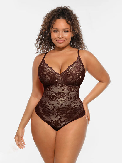 🏆LUCKYSONG® Lace Tummy Control Double-Layer Bodysuit