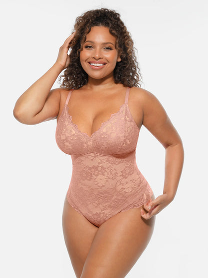 🏆LUCKYSONG® Lace Tummy Control Double-Layer Bodysuit