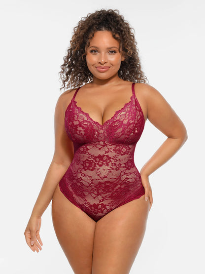🏆LUCKYSONG® Lace Tummy Control Double-Layer Bodysuit