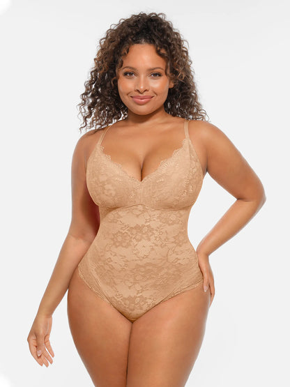 🏆LUCKYSONG® Lace Tummy Control Double-Layer Bodysuit