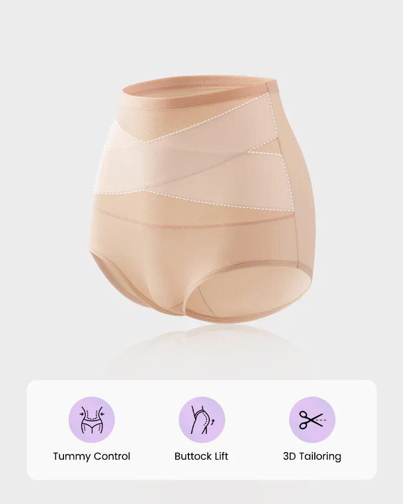 🌸  LUCKYSONG® Last Day-Buy 1 Get 3 Packs✨Plus-Size High-Waist Cross Tummy Control Panties