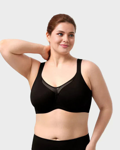 🏆LUCKYSONG® Last Day Special Price💐Women's Elegant Sheer Full Coverage Plus Size Bra - Black