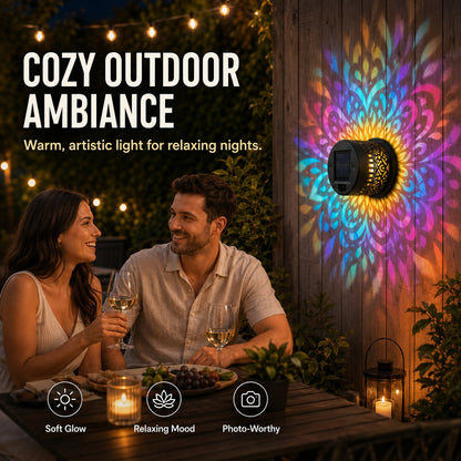 𝑺V𝑶ZK® Solar Mandala Wall Light Outdoor Garden Fence Projector Lamp Patio Ambient Decor