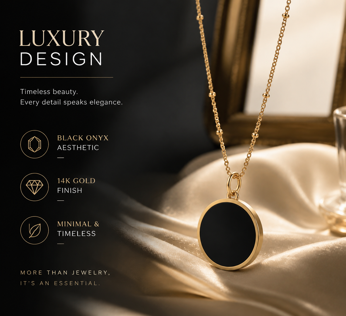 🔥50% off on the last day丨Oneswear® Black Onyx Lip Balm Necklace in 14K Gold