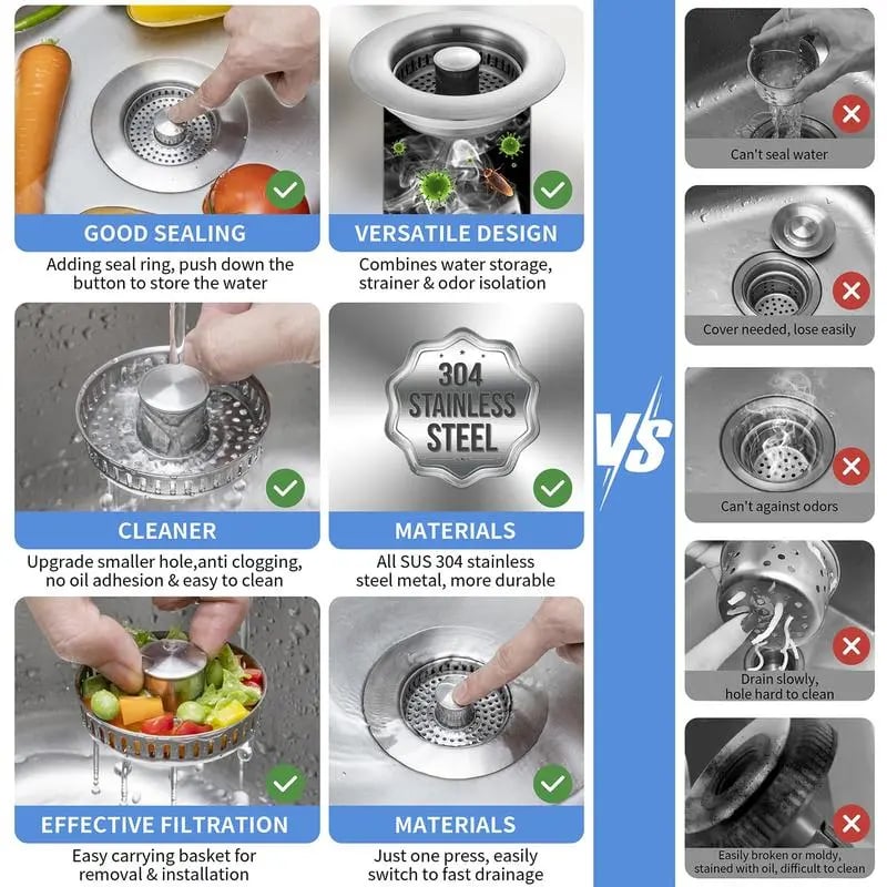 🔥IEY® 3 in 1 Kitchen Sink Drain Strainer Kitchen Gadgets🔥