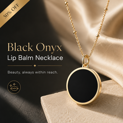 🔥50% off on the last day丨Oneswear® Black Onyx Lip Balm Necklace in 14K Gold