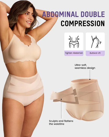 🌸  LUCKYSONG® Last Day-Buy 1 Get 3 Packs✨Plus-Size High-Waist Cross Tummy Control Panties