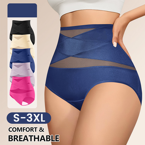 🌸  LUCKYSONG® Last Day-Buy 1 Get 3 Packs✨Plus-Size High-Waist Cross Tummy Control Panties